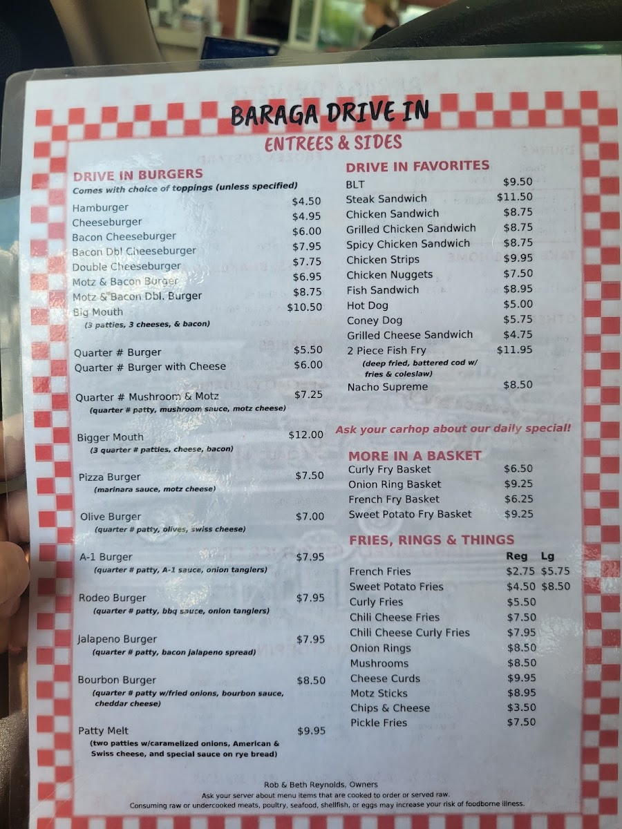 Menu Baraga Drive-In-1