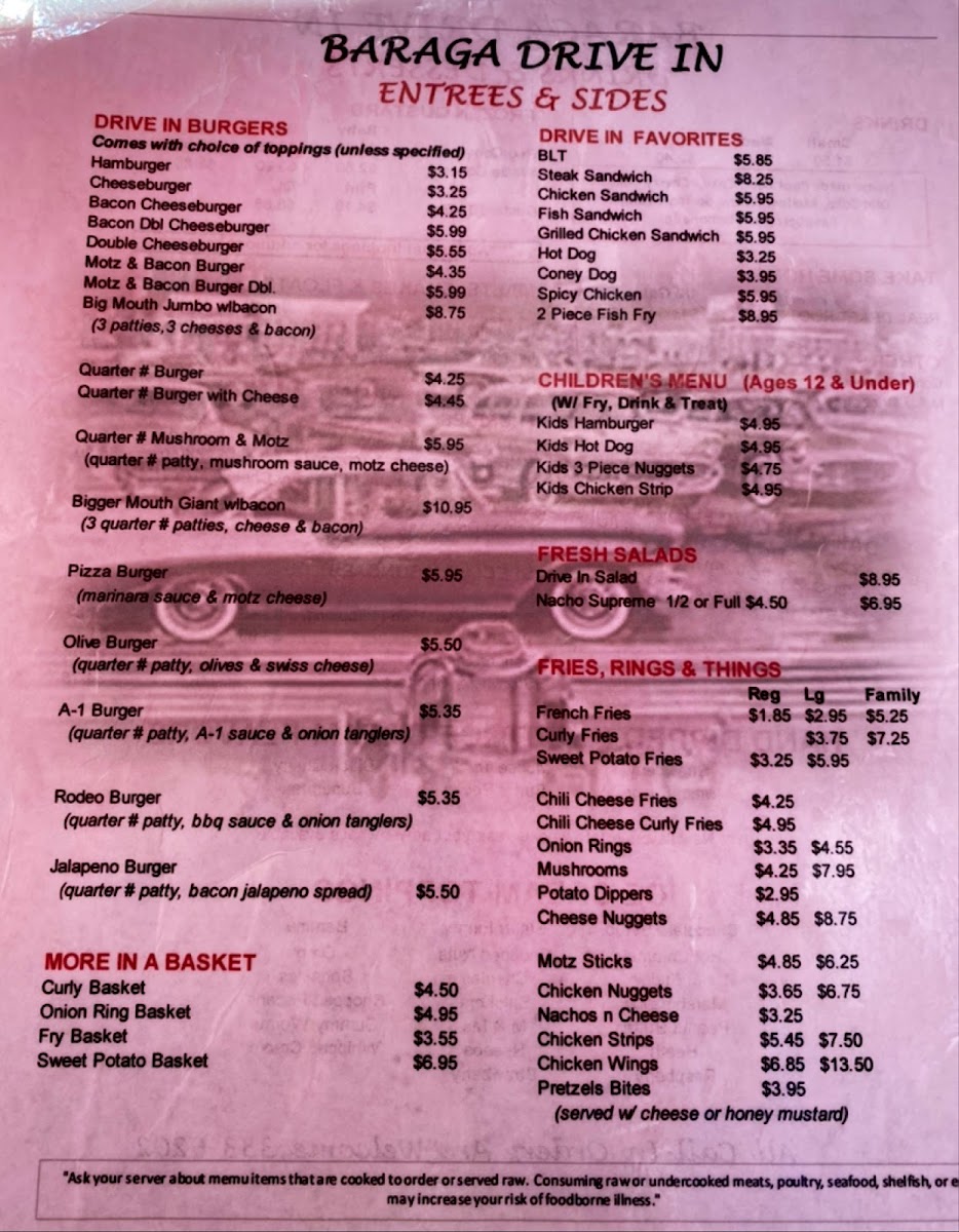 Menu Baraga Drive-In-8