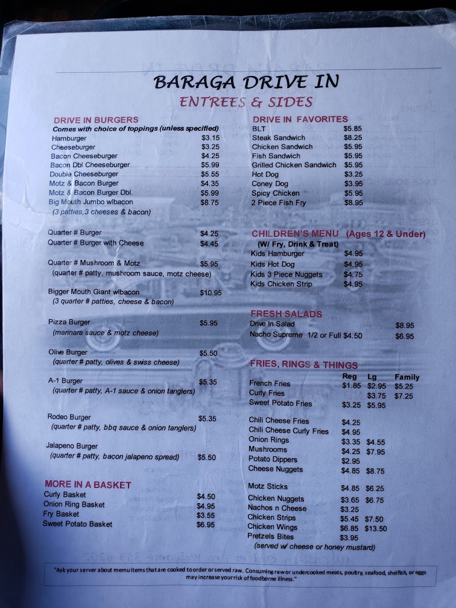 Menu Baraga Drive-In-9